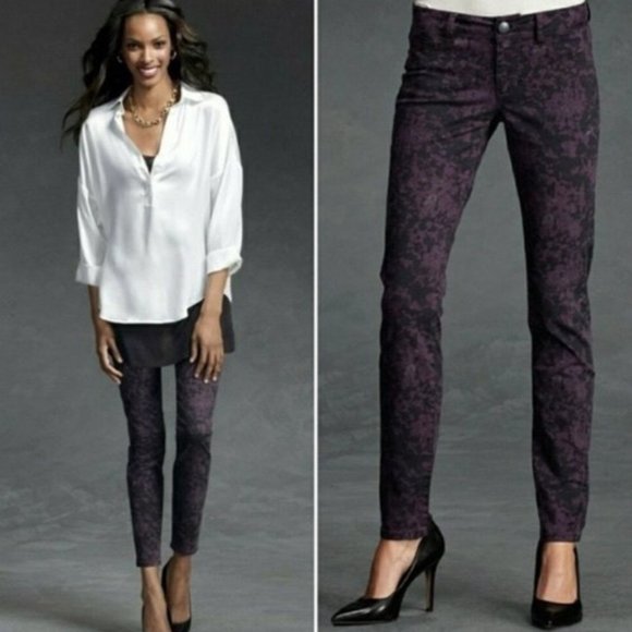 Cabi Twilight Purple Camo Skinny Jeans #159 Pants - Picture 1 of 11